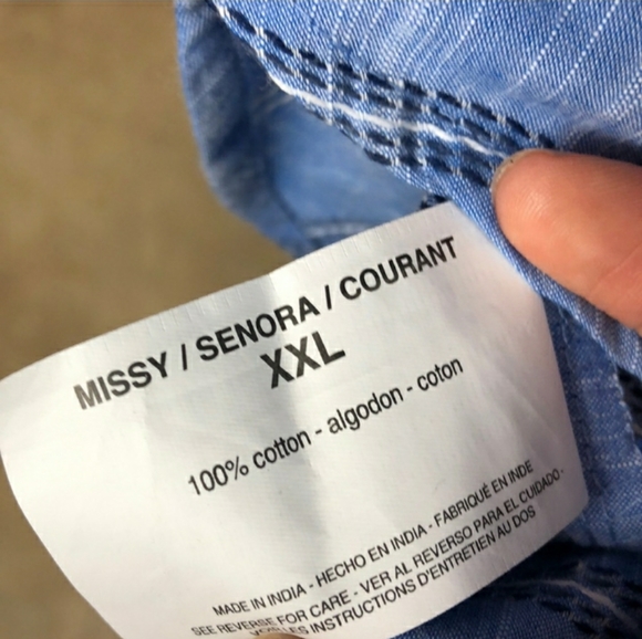 Nine West Lucy striped chambray popover top, size XXL - Picture 8 of 10